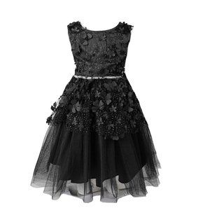 Girl's Floral Mesh Sleeveless Party Dress